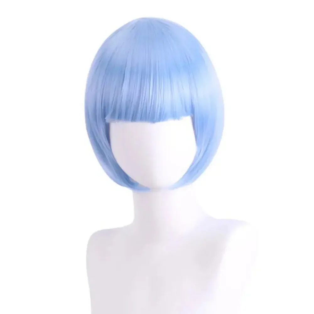2/$30 NEW Short Bob Baby Blue Wig with Bangs Role CosPlay Dress Up Halloween